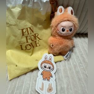 “J” Pin For Love Series (A-M) orange Labubu.New.Box opened to verify.